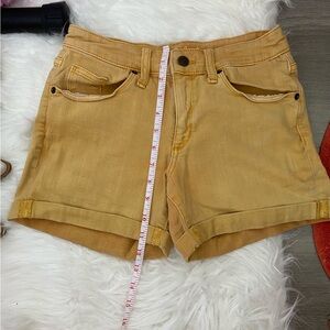 Mustard yellow denim shorts